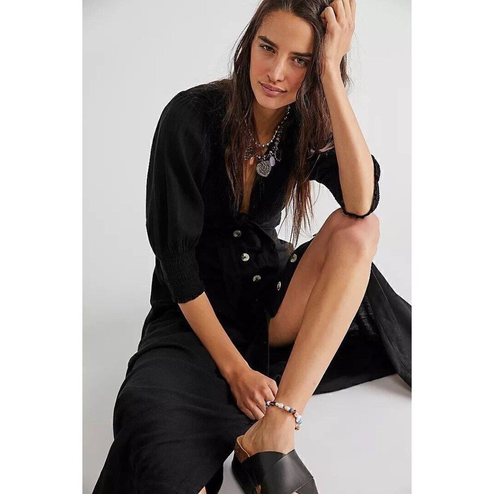 NWT FREE PEOPLE STRING OF HEARTS MAXI DRESS IN BLACK - Picture 4 of 4
